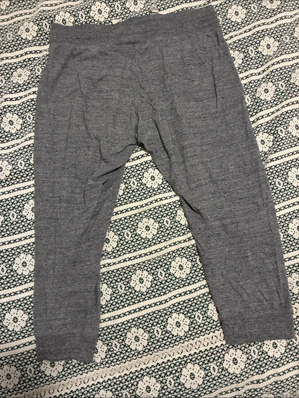 Nike Cropped Gray Heather Joggers with White Logo